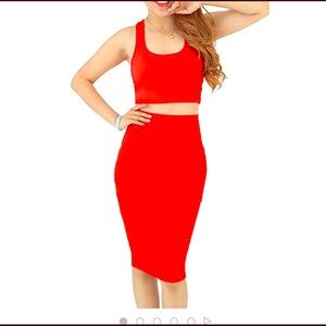 Red two pieces skirt set brand new